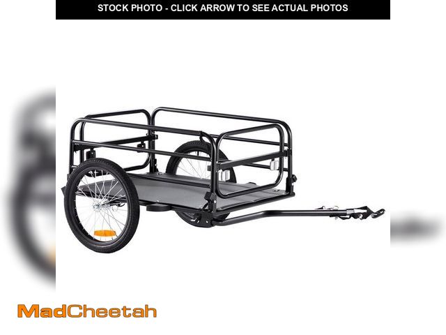 Lot 74-14342373 - VEVOR Bike Cargo Trailer 160 lbs. Carbon Steel 3.89 cu. ft. Metal Garden Cart with 16 in. Wheels for...