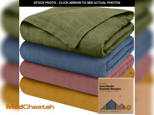 Lot 74-11545651 - 4-Pack Muslin Swaddle Blankets for Boys, Girls - Organic Baby Swaddles for Newborns, Soft &amp; Brea...