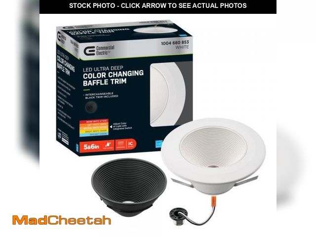 Lot 74-12491726 - Commercial Electric 6 in. Low Glare Deep Baffle Adjustable CCT Integrated LED Recessed Light Trim 67...