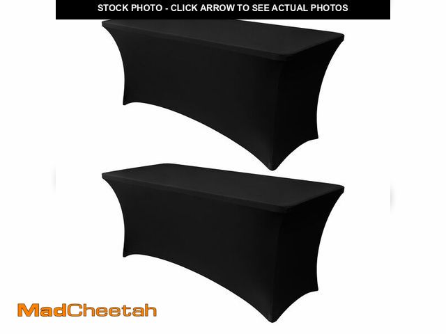 Lot 74-14211965 - Obstal 8ft Stretch Spandex Table Cover for Standard Folding Tables - 2 Pack Universal Rectangular Fi...