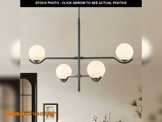 Lot 74-13567408 - CATINER Black Sputnik Chandelier, Modern 4 Lights L31 '' Large Mid Century Long Ceiling Pendant Ligh...