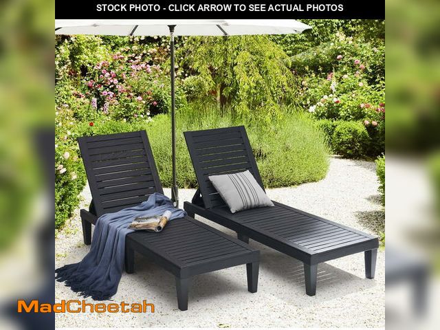 Lot 74-12564241 - Hearth and Harbor Set of 2 Chaise Outdoor Lounge Chairs for Pool Chairs or Patio Furniture, Black - ...