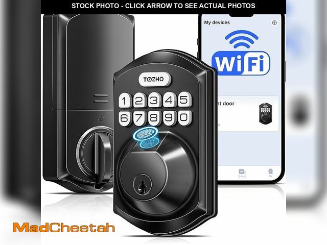 Lot 74-14599826 - TEEHO TE012W WiFi Fingerprint Smart Door Lock for Front Door, Matte Black - UNUSED