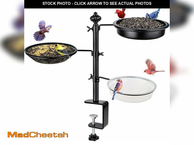 Lot 74-12325365 - Deck Bird Feeder for Railing, BOLITE Balcony Bird Feeders for Outside, Three Trays, Enhanced Version...