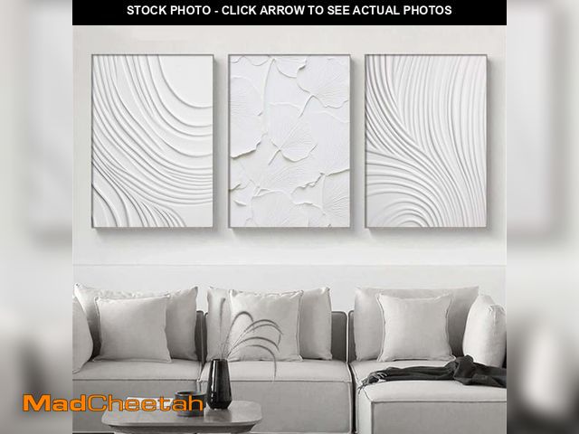 Lot 74-12305968 - Ecyanlv White Abstract Canvas Wall Art Modern Textured Painting Geometric Art Textured Minimalist Po...