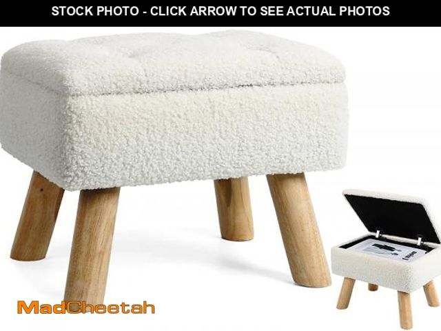 Lot 74-12051277 - OGEMXU Storage Ottoman, Small Foot Stool Ottoman with Storage, Boucle Teddy Velvet Foot Rest with Pa...
