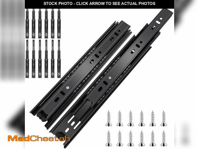 Lot 74-13695797 - 22 inch Ball Bearing Drawer Slides 6 Pairs (12pcs) - 100LB Capacity, Full Extension Side Mount Slide...