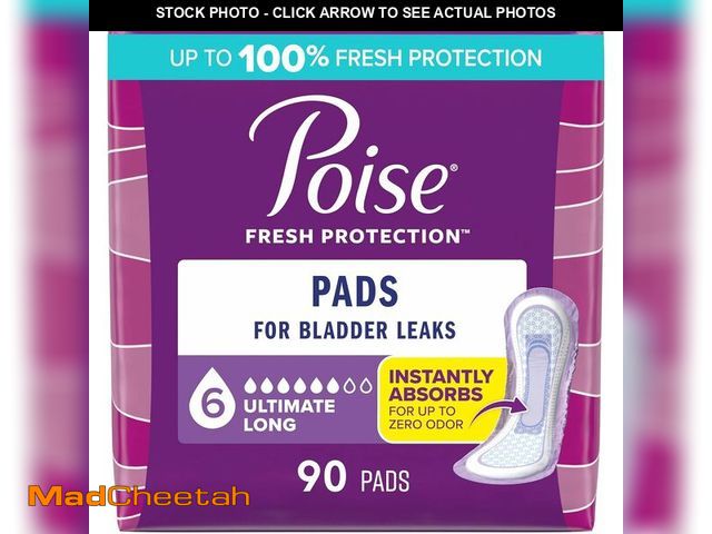Lot 74-14305123 - Poise Incontinence &amp; Postpartum Pads for Bladder Leaks, 6 Drop Ultimate Absorbency, Long Length,...