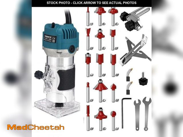 Lot 74-11545107 - 110V Router Tool, 800W Wood Trim Router, 30000RPM Electric Hand Trimmer, Palm Router with 15x 1/4 Ro...