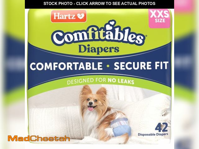 Lot 74-12715320 - New! Hartz Comfitables Disposable Dog Diapers, Size XXS 42 count, Comfortable &amp; Secure Fit, Easy...
