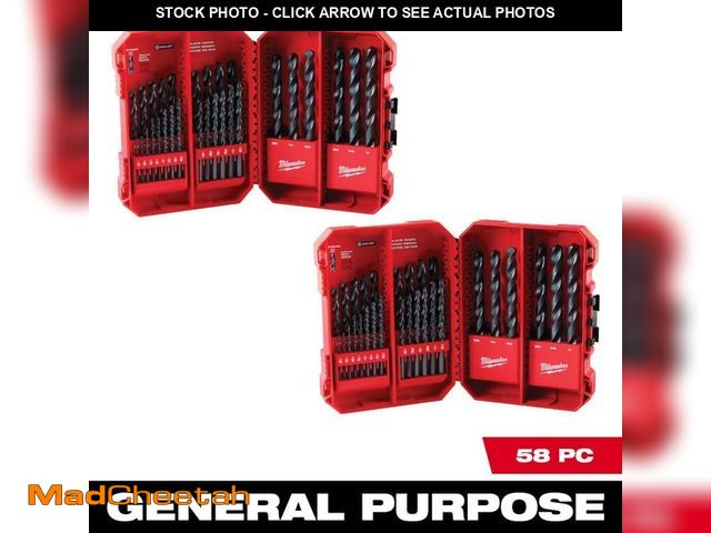 Lot 74-13778727 - Milwaukee Black Oxide Drill Bit Set (58-Piece) - UNUSED