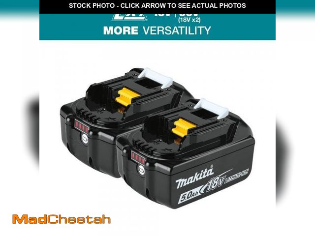 Lot 74-12054918 - Makita 18V LXT Lithium-Ion High Capacity Battery Pack 5.0 Ah with LED Charge Level Indicator (2-Pack...