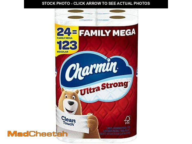 Lot 74-12828752 - Charmin Ultra Strong Clean Touch Toilet Paper, 24 Family Mega Rolls = 120 Regular Rolls - UNUSED