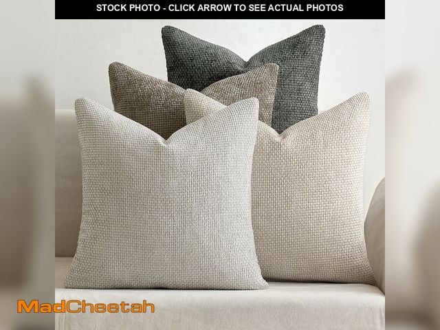 Lot 74-12605525 - MIULEE Pack of 4 Couch Throw Pillow Covers 18x18 Inch Neutral Soft Decorative Chenille Pillow Covers...