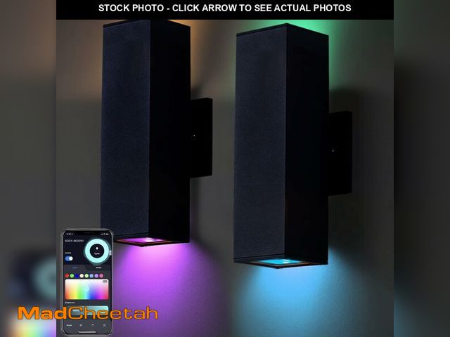 Lot 74-13574104 - rosykite Tunable White Exterior Wall Light Fixtures 1200lm, RGB Color Up Down Outdoor Lights 2 Pack,...