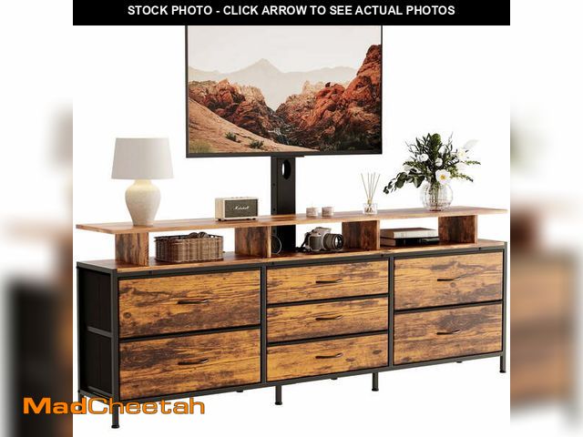 Lot 74-13815723 - GUNAITO TV Stand with Adjustable Mount for TV up to 75", Big TV Stand for Living Room with 7 Fabric ...