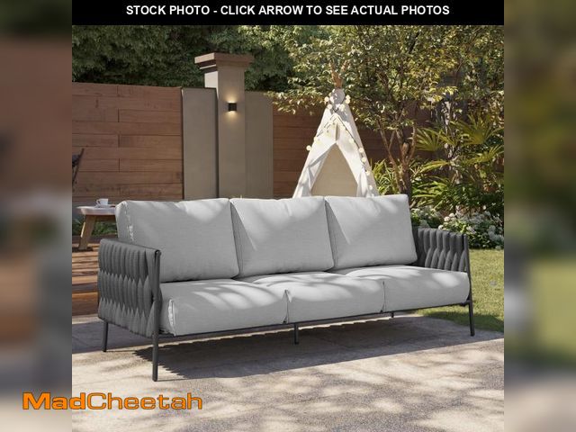 Lot 74-12488904 - EAST OAK Life Chatter Outdoor Sofa, Outdoor Furniture 3 Seats with Waterproof Thick Cushions, Modern...