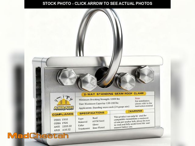 Lot 74-12431851 - 2-Way Standing Seam Roof Anchor Clamp, Non-Penetrating Design Galvanized Steel Roof Anchoring Clips,...