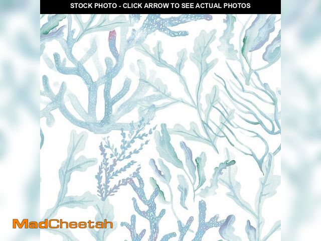 Lot 74-13794330 - Tempaper Aqua Blue Coral Reef Removable Peel and Stick Coastal Wallpaper, 20.5 in X 16.5 ft, Made in...