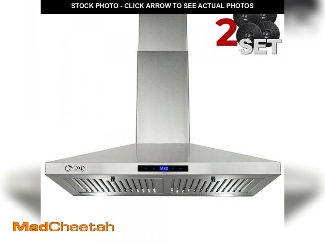 Lot 74-12531123 - AKDY 30 in. Convertible Wall Mount Kitchen Range Hood in Stainless Steel with LED Lights and Carbon ...