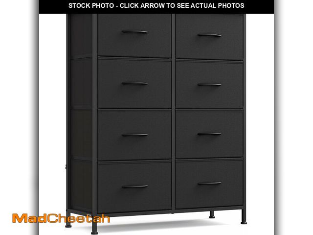 Lot 74-13382552 - (MISSING HARDWARE) SONGMICS Dresser for Bedroom, Chest of Drawers, Steel, MDF, 8 Non-Woven Fabric Dr...