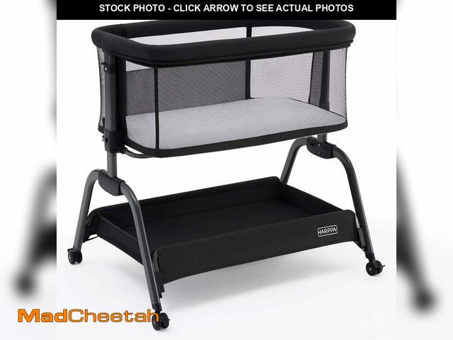 Lot 74-14288225 - HARPPA Bassinet Bedside Sleeper, Bedside Bassinet with Storage &amp; Wheels for Infants, Black - UNU...