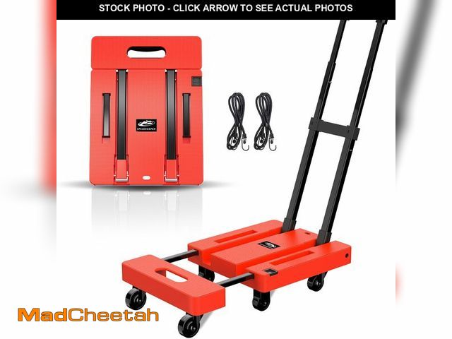 Lot 74-12442546 - SPACEKEEPER Folding Hand Truck, 500 LB Heavy Duty Luggage Cart, Utility Dolly Platform Cart with 6 W...