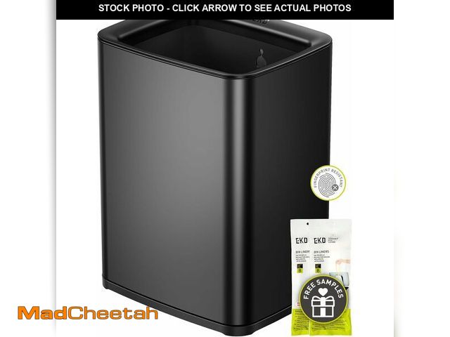 Lot 74-12664281 - EKO Laguna 2.6 Gallon/10L Matte Black Stainless Steel Open Top Trash Can with Removable Inner Basket...