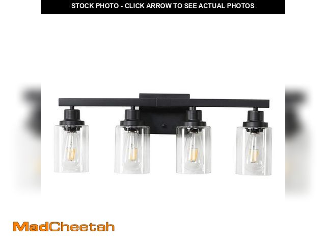 Lot 74-13784784 - Clihome 24.20 in. 4-Lights Black Vanity Lights Fixture Bathroom Light Fixture Bathroom Sconce (Witho...