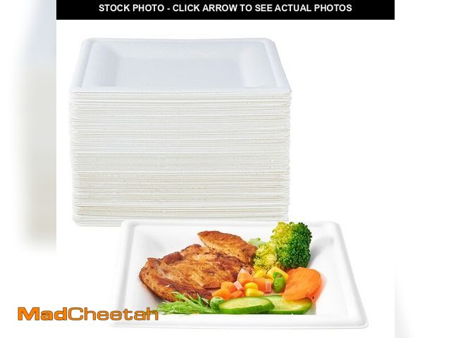 Lot 74-14475177 - ECOLipak 150 Piecs Compostable Square Paper Plates, 6 inch, White - UNUSED