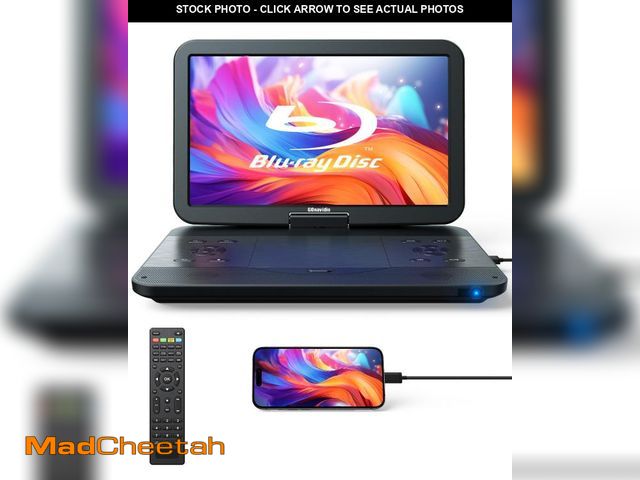 Lot 74-12176234 - 17.6" Portable Blu Ray DVD Player with 15.4" Screen, HDMI Input/Output, Sync Screen, 5 Hours Playing...