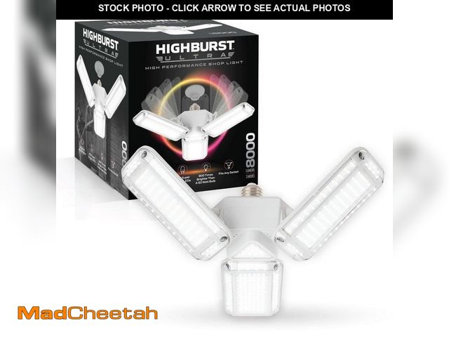Lot 74-14410255 - Bell + Howell Highburst 70 W 8,000 Lumen LED 6500K Daylight Garage Light Bulb, 3-Panel Adjustable E2...