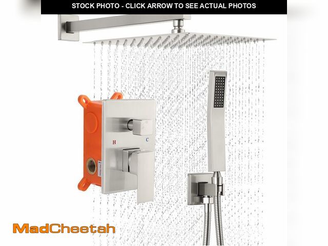 Lot 74-12606634 - POPFLY Recessed 2-Function Shower System with 10" Square Rainfall Shower Head &amp; High Pressure Ha...