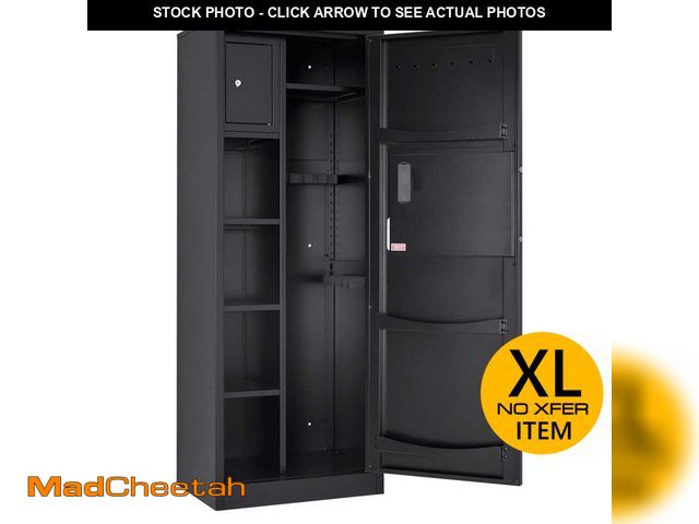 Lot 74-13768813 - SKYSHALO 4-Gun Safe, Fireproof Long Gun Cabinet, 3-Ammo Slots, 2-Adjustable Racks, Digital Key/Passw...