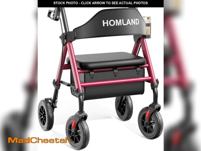 Lot 74-12510250 - HOMLAND Walkers for Seniors with Seat, Foldable Rollator Walker, Reinforced Aluminum Frame, 8" Big R...