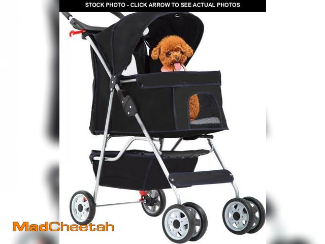Lot 74-12367481 - FDW Pet Stroller 4-Wheel Dog Cat Stroller Travel Folding Carrier with Cup Holder and Removable Liner...