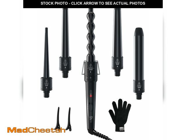 Lot 74-14143893 - 5 in 1 Curling Wand Set: Ohuhu Curling Iron Wand 5Pcs 0.35 to 1.25 Inch Interchangeable Ceramic Barr...