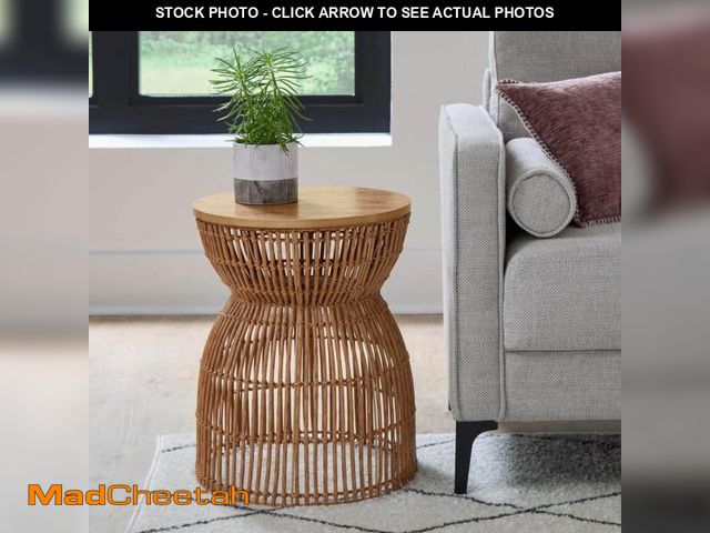 Lot 74-12536619 - StyleWell Avena 16.1 in. Natural Side Table with Removeable Top for Storage - UNUSED