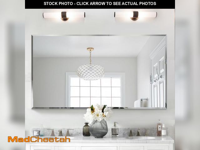 Lot 74-12518479 - LAMCHMOR Frameless Beveled Edge Bathroom Mirror 55x30 Inch Rectangle Wall Mirror Explosion Proof and...