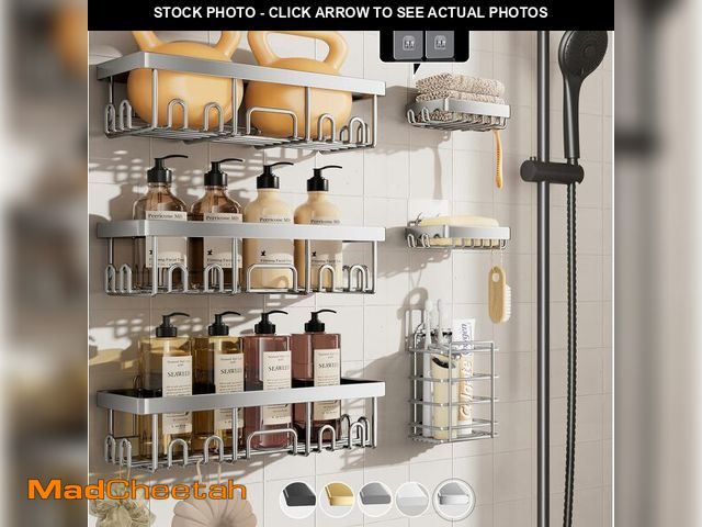 Lot 74-14273765 - Veken Shower Caddy 6-Pack, Family Choice Award Winner, Large Wall Mounted Shower Rack, Bathroom Shel...