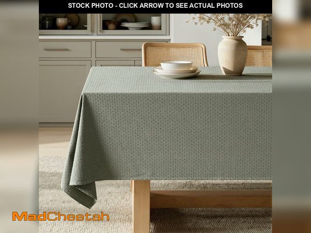 Lot 74-12703697 - MIULEE Olive Green Linen Cottton Table Cloth Rectangle Tablecloth Waterproof Spillproof Cross-Star T...