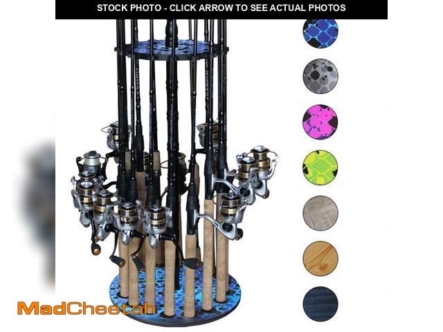 Lot 74-12312455 - Rush Creek Creations | Round Spinning Fishing Rod Holder for 16 Freshwater Fishing Poles, Fishing Ge...