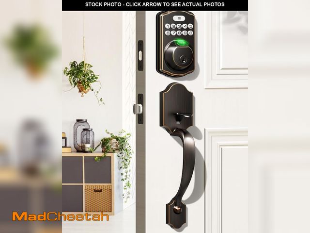 Lot 74-12443897 - Veise Fingerprint Door Lock Set, Keyless Entry Door Lock, Front Handle Set, Electronic Keypad Deadbo...