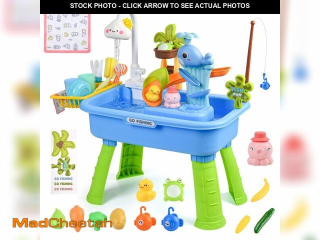 Lot 74-14383104 - Mobelixy Upgraded Toddler Sand Water Table Toy with Electric Water Pump, Kids Sand Water with Faucet...