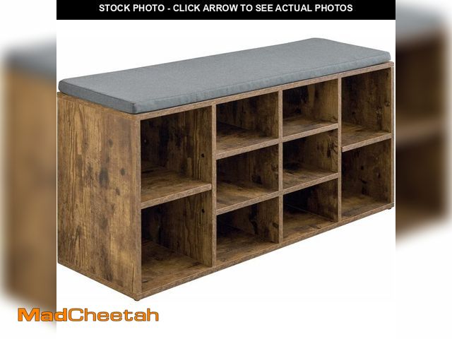 Lot 74-14067514 - PayLessHere Shoe Bench - 10 Compartment Shoe Organizer with 3-Tier Rack &amp; Adjustable Shelves for...