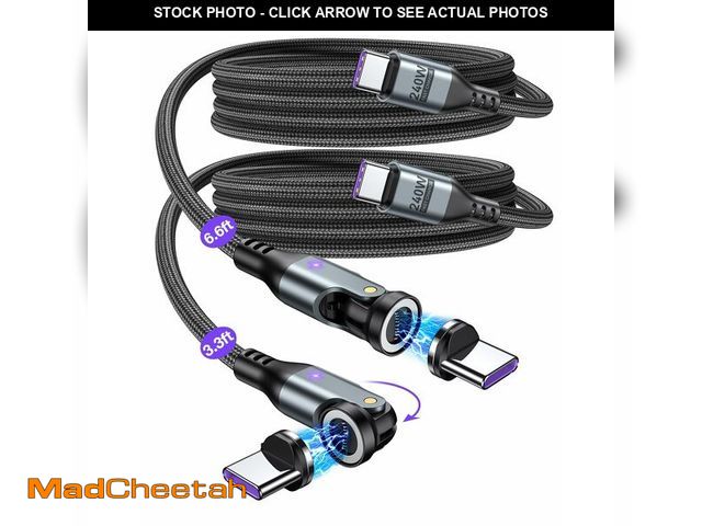 Lot 74-14205769 - A.S Gen3 USB C Magnetic Charging Cable 240W (2Pack, 3.3ft/6ft), 9Pin Type C to Type C Magnet Charger...