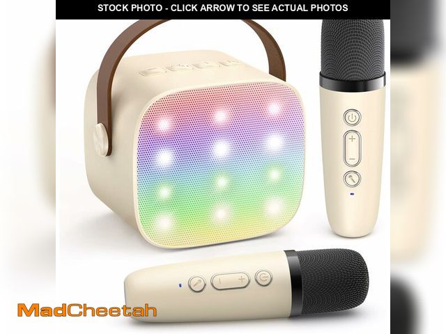 Lot 74-12719200 - YLL Mini Karaoke Machine with 2 Wireless Microphones for Kids Adults, Portable Bluetooth Speaker Gif...