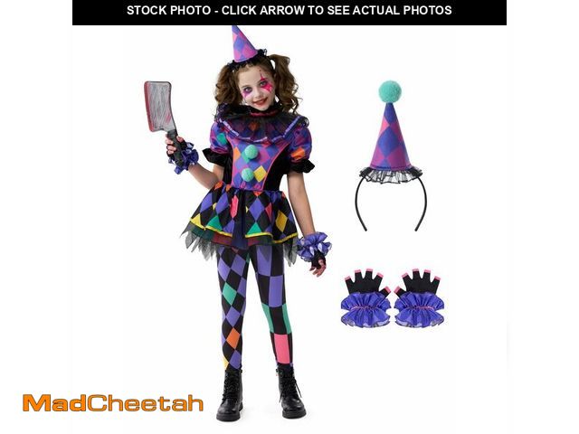 Lot 74-12978049 - Spooktacular Creations Halloween Clown Costume for Girls, Dark Colorful Twisted Clown Jester Costume...