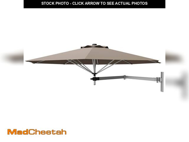 Lot 74-14467899 - Gymax 8 ft. Cantilever Patio Wall Mounted Umbrella Parsol with Adjustable Pole in Tan GYM05103 - UNU...
