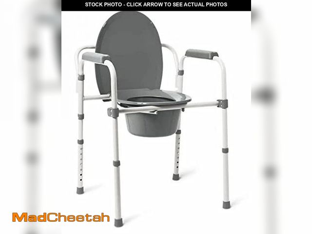 Lot 74-12399956 - Medline Dark Gray 3-in-1 Folding Commode with Elongated Seat, Microban Treated - Portable, Adjustabl...